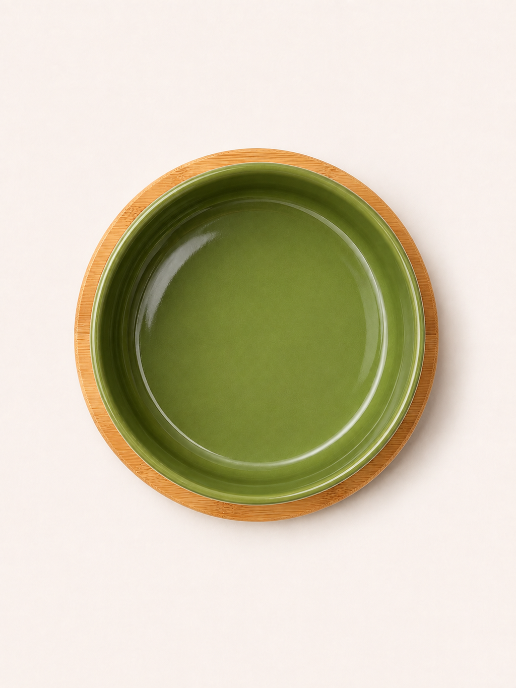 Classic Double Ceramic Pet Bowl Set with Wooden Tray