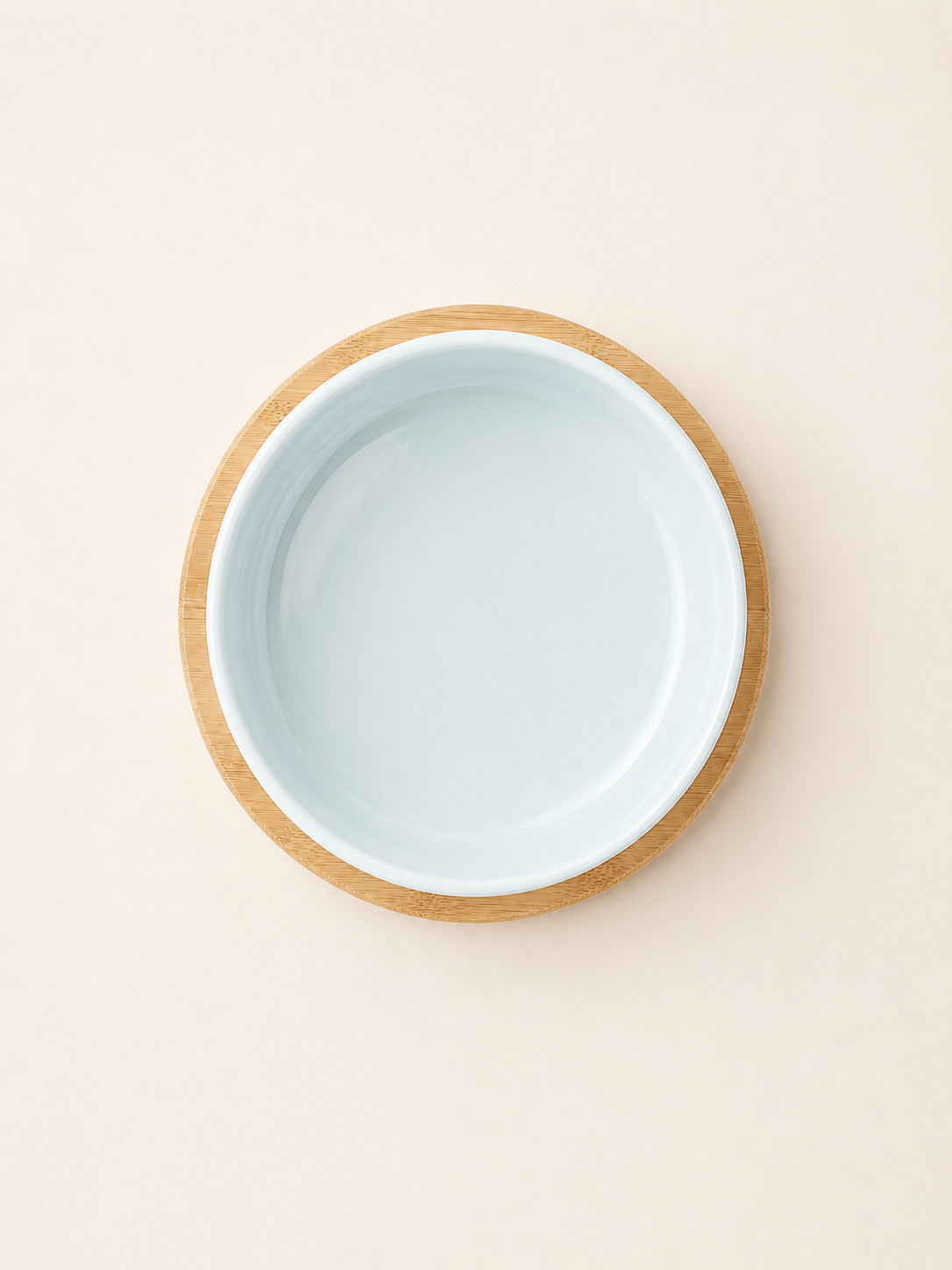 Classic Ceramic Pet Bowl with Wooden Tray