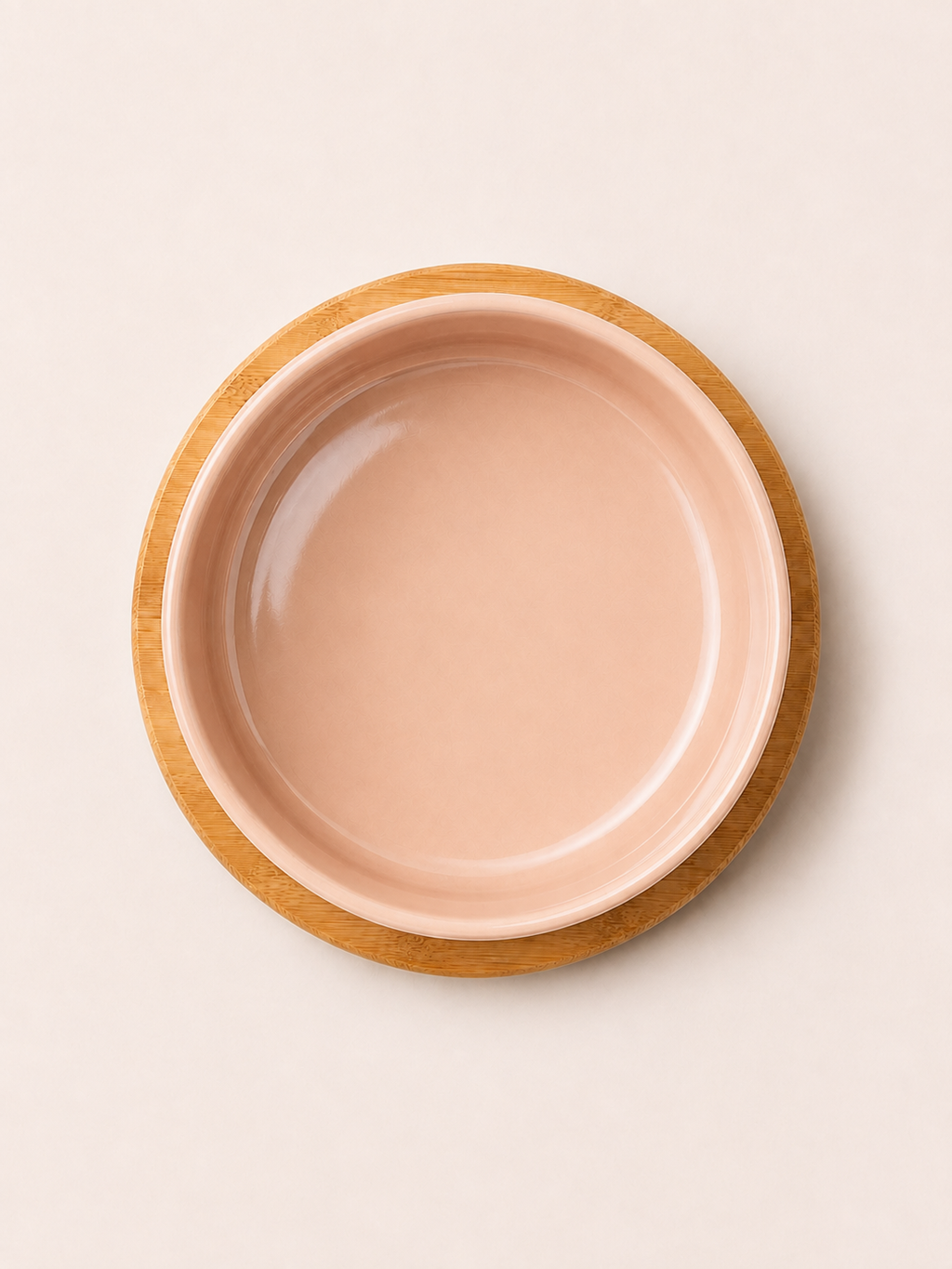 Classic Ceramic Pet Bowl with Wooden Tray