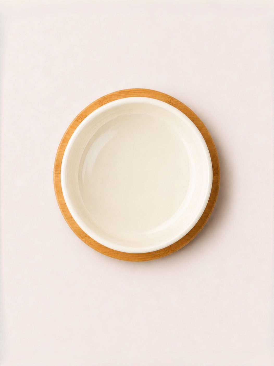 Classic Ceramic Pet Bowl with Wooden Tray