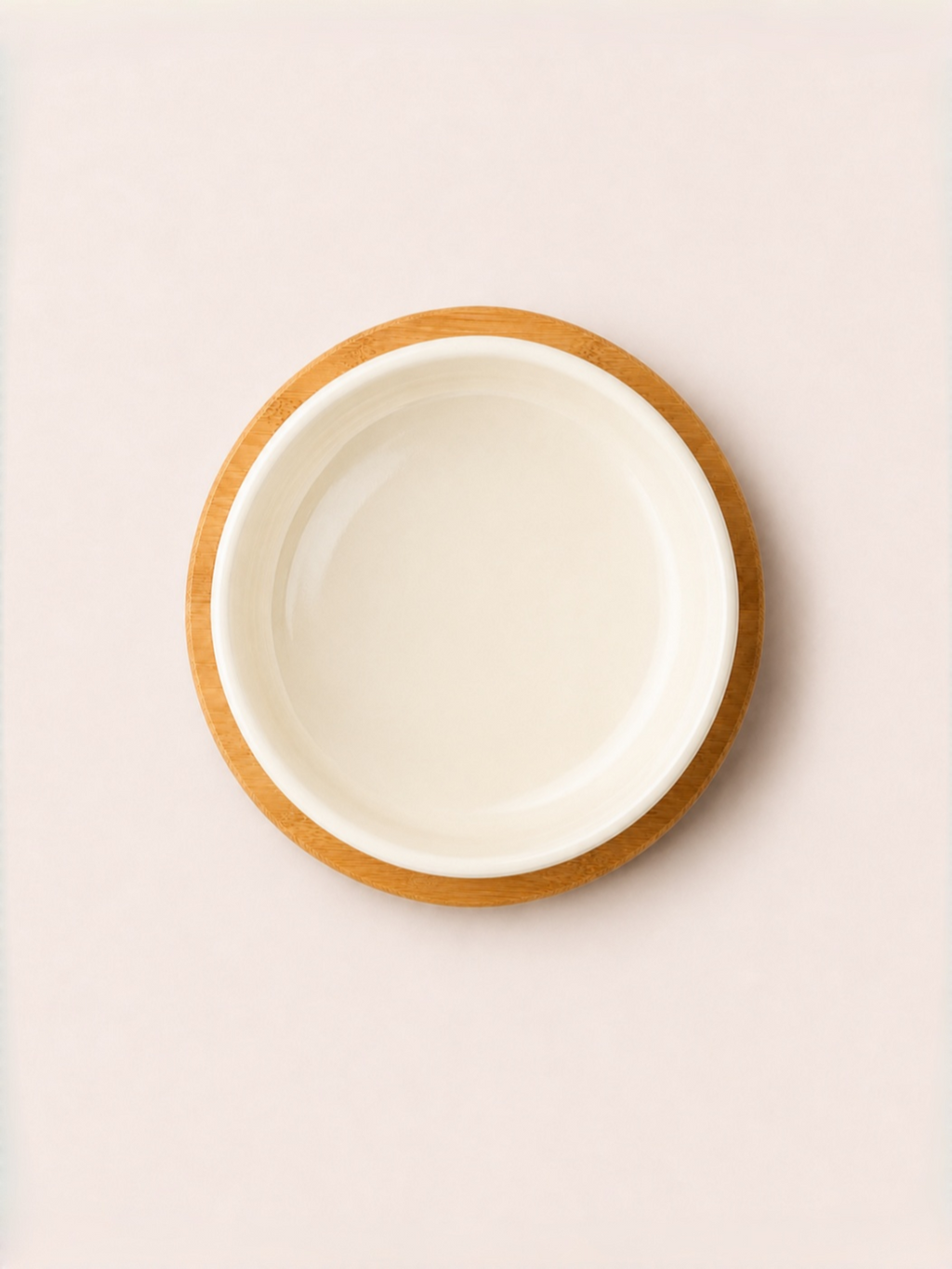 Classic Double Ceramic Pet Bowl Set with Wooden Tray